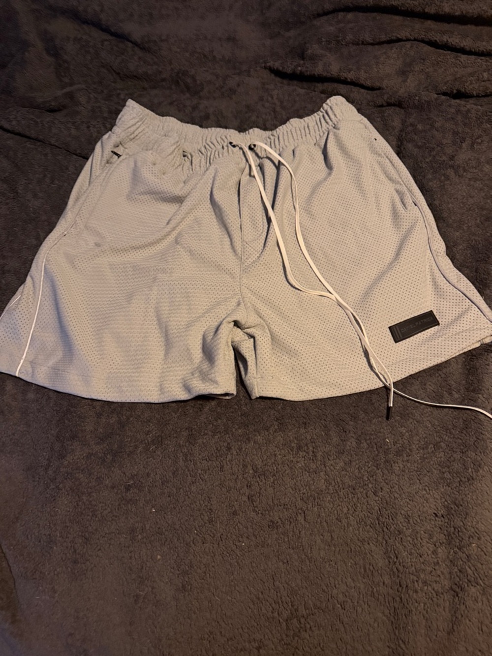 Men's Light Gray Athletic Mesh Shorts with Drawstring Waist